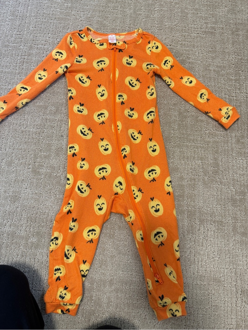 Joe Fresh Orange Pumpkin Print Footed One-Piece